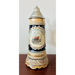 Vintage German Musical Beer Stein Hanau Altstadter Rathaus Schwedenmadel 11.5"